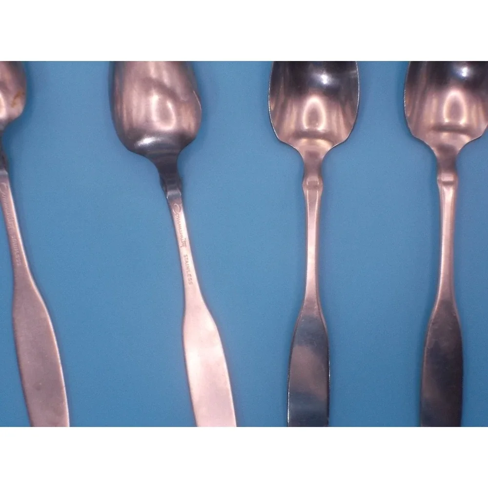 Community Stainless Grapefruit Spoons Set of 4 Serrated Edge Silverware Flatware
